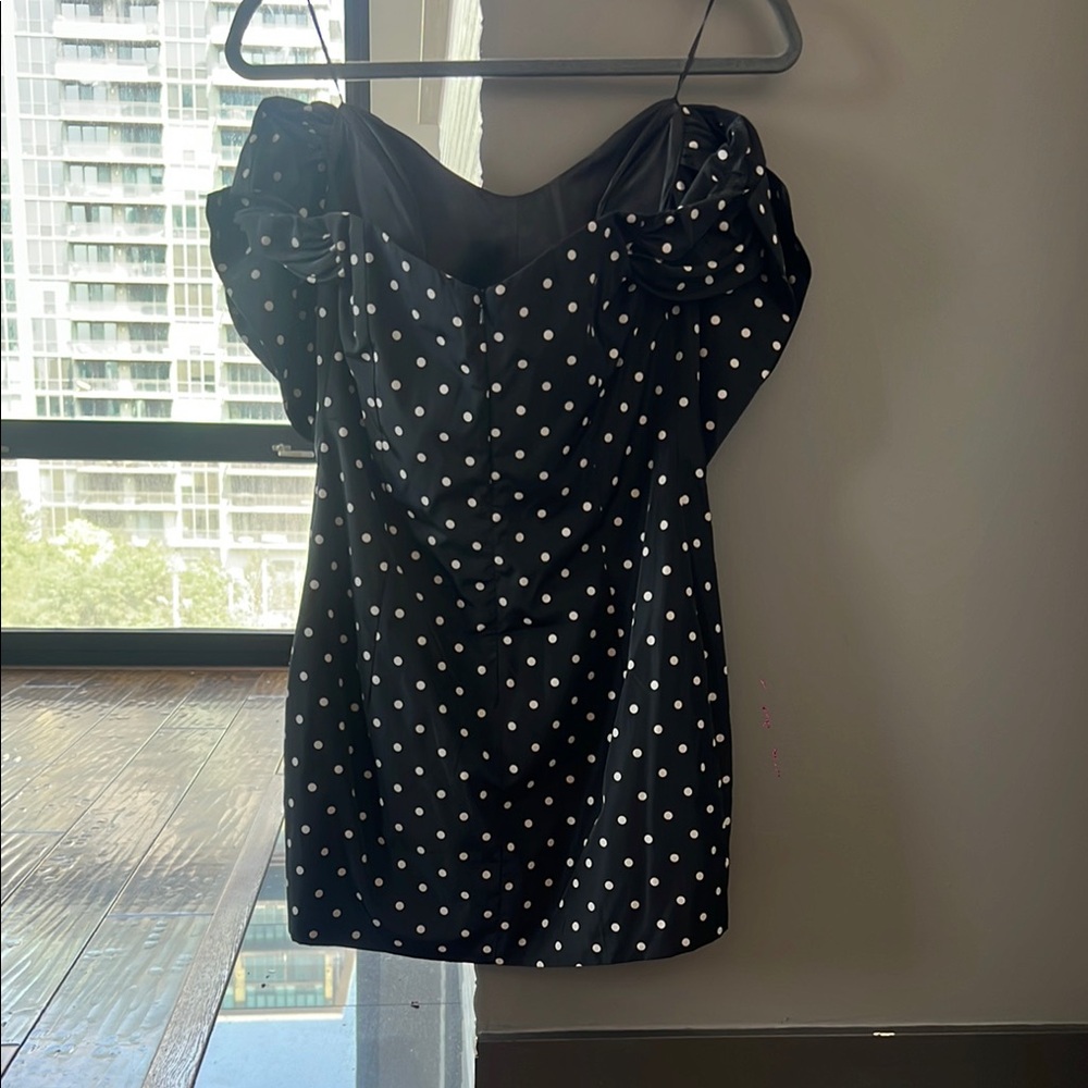 Bardot Black and White Polka Dot Strapless Dress - Picture 3 of 3